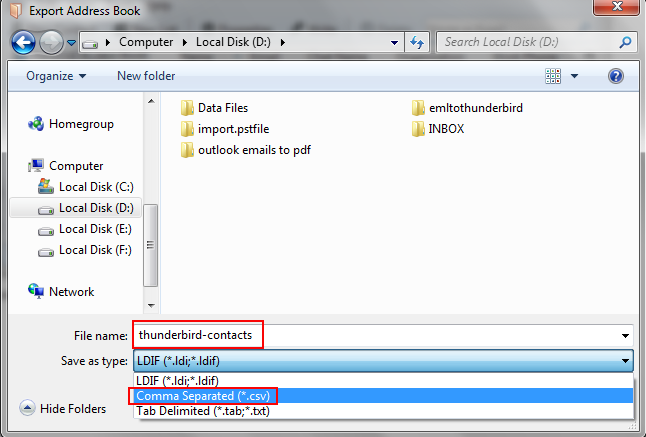 exporting emails from thunderbird to outlook