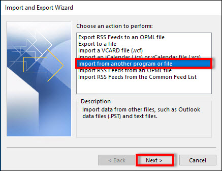 import from csv file