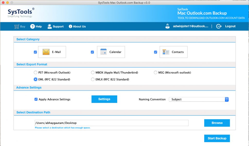 select format to archive outlook.com emails