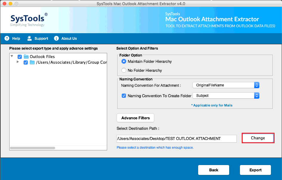 outlook for mac save attachment to sub folder