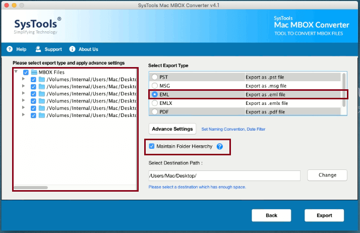 select eml format