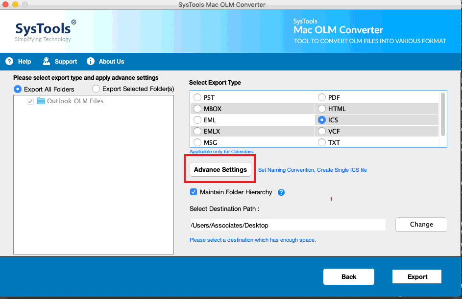 Select on the Advance Settings