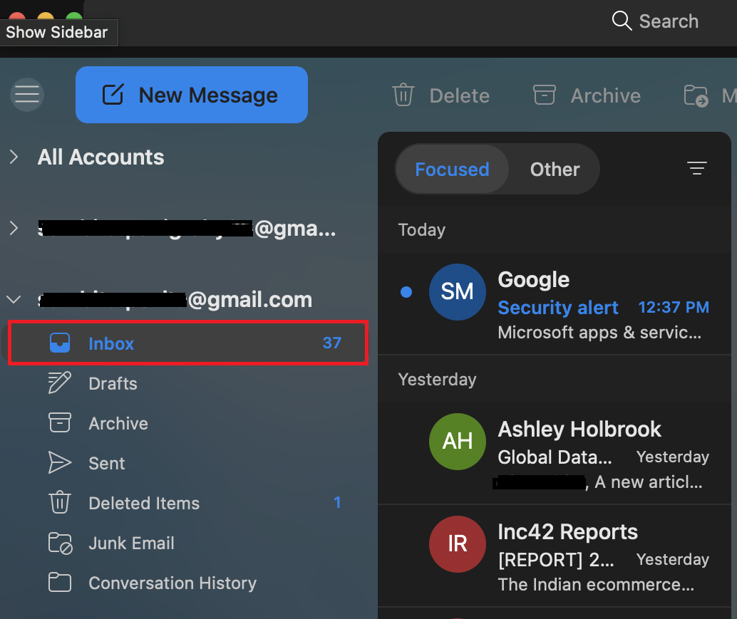 view gmail in outlook mac