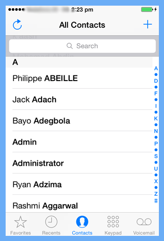 select contacts