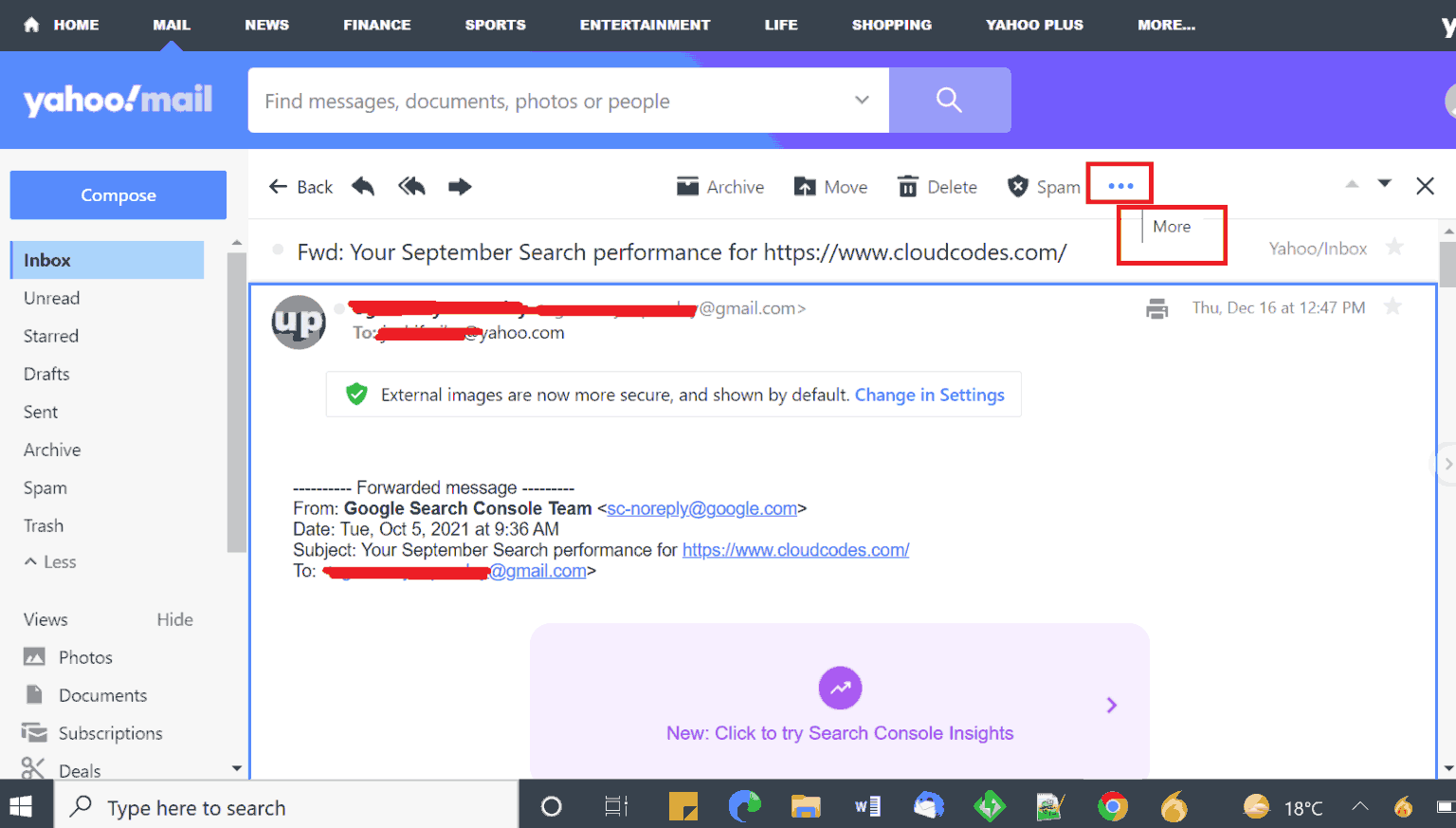 how to save email thread in yahoo mail