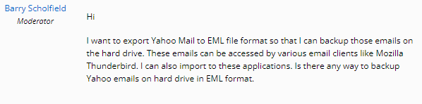 save yahoo email as eml query