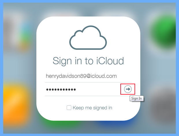 Log in to your iCloud