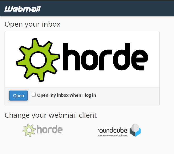 use horde to baclup cpanel email