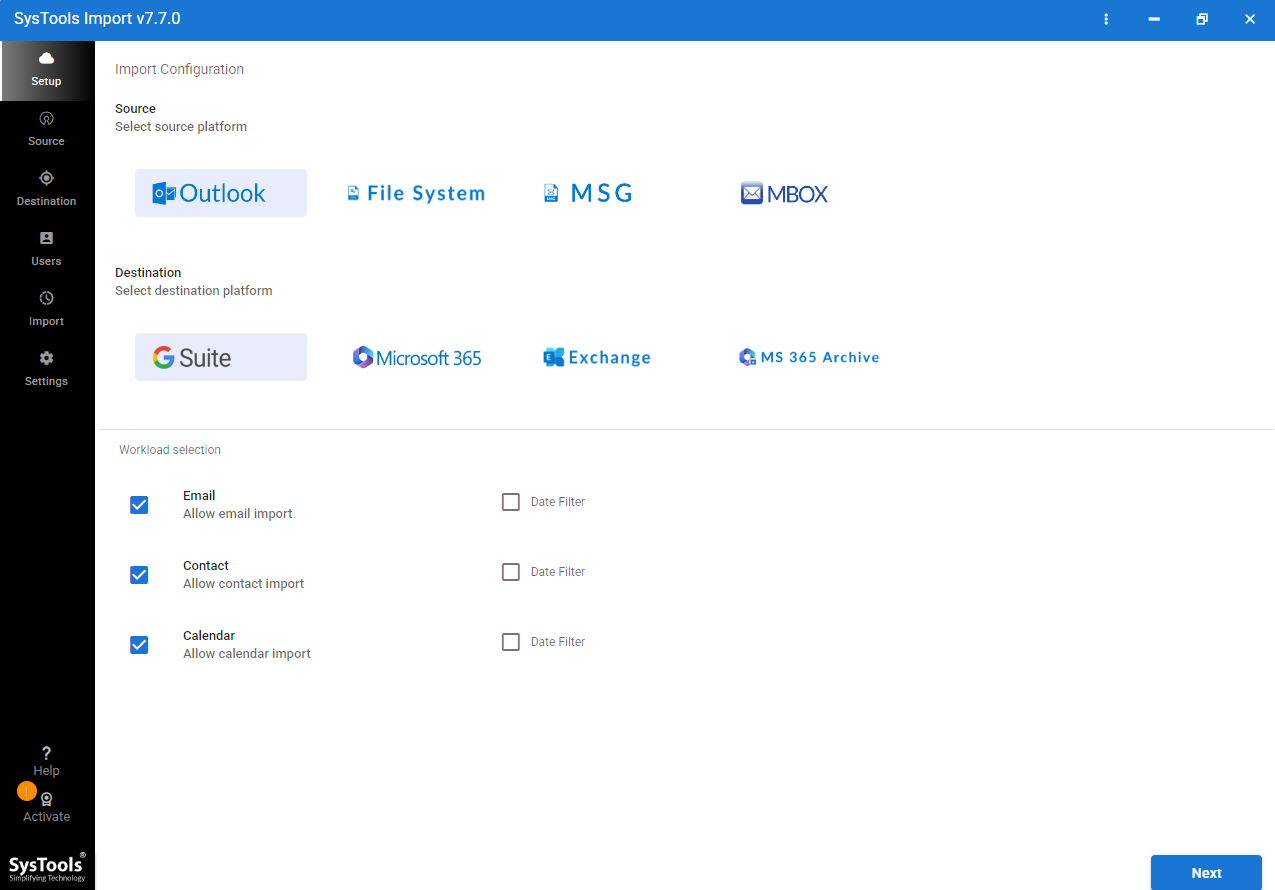 launch PST to Google Workspace Migration Tool