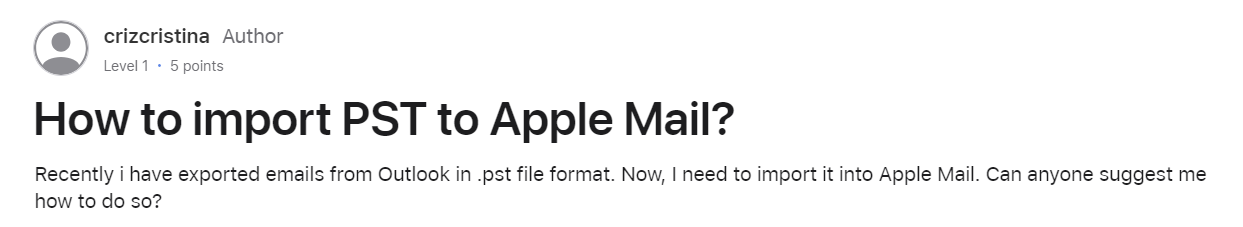 import pst to Apple Mail