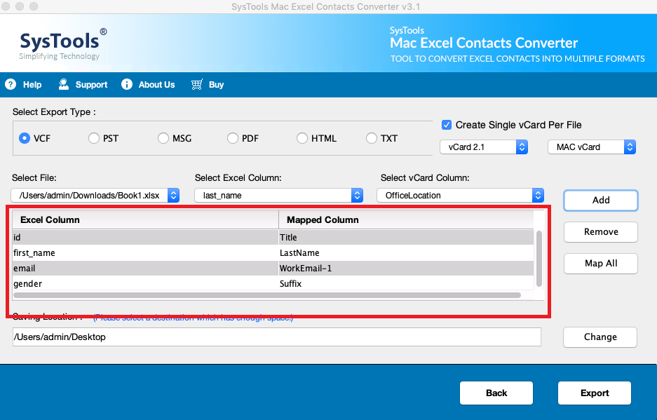 convert XLSX Contacts to HTML