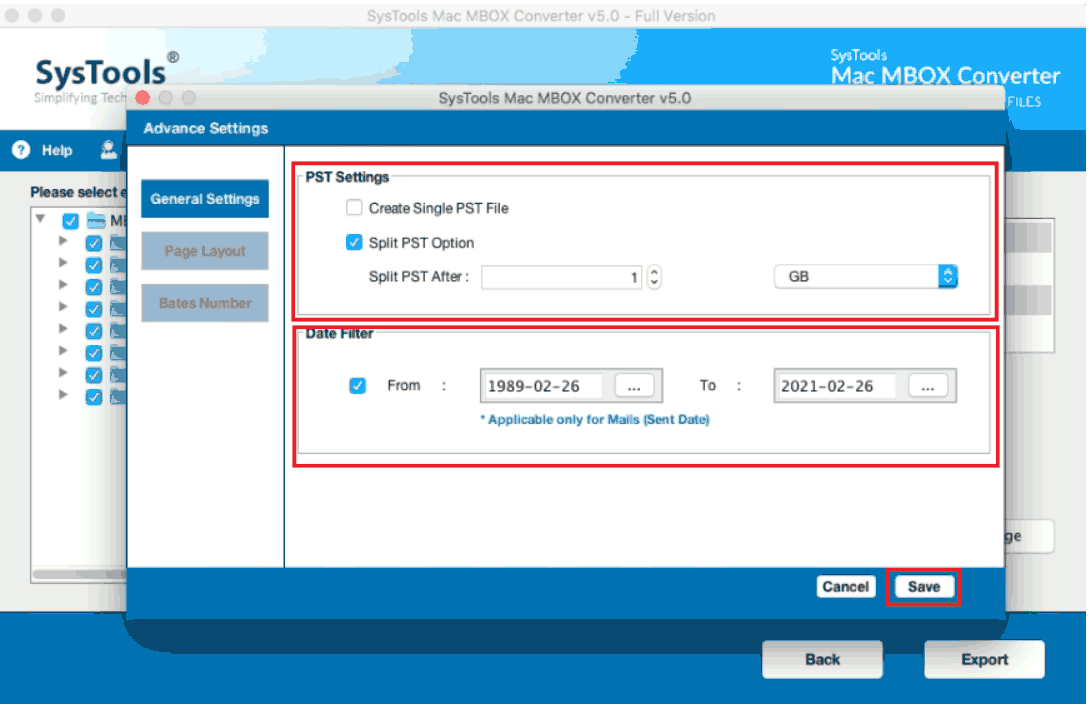 advance settings for pst