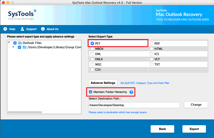 Select Export File Format