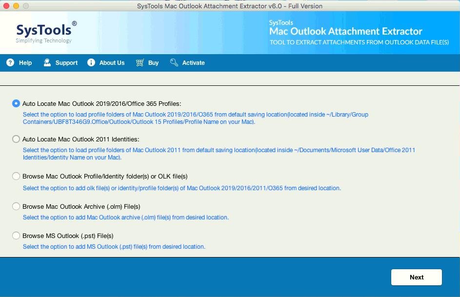 Launch Outlook Attachment Extractor Mac